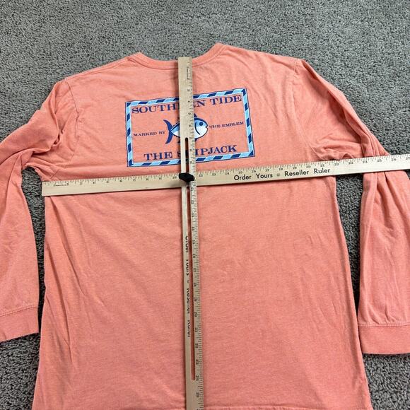 Southern Tide Shirt Mens Extra Large Peach Orange Coral Blue The Skipjack - Picture 7 of 13